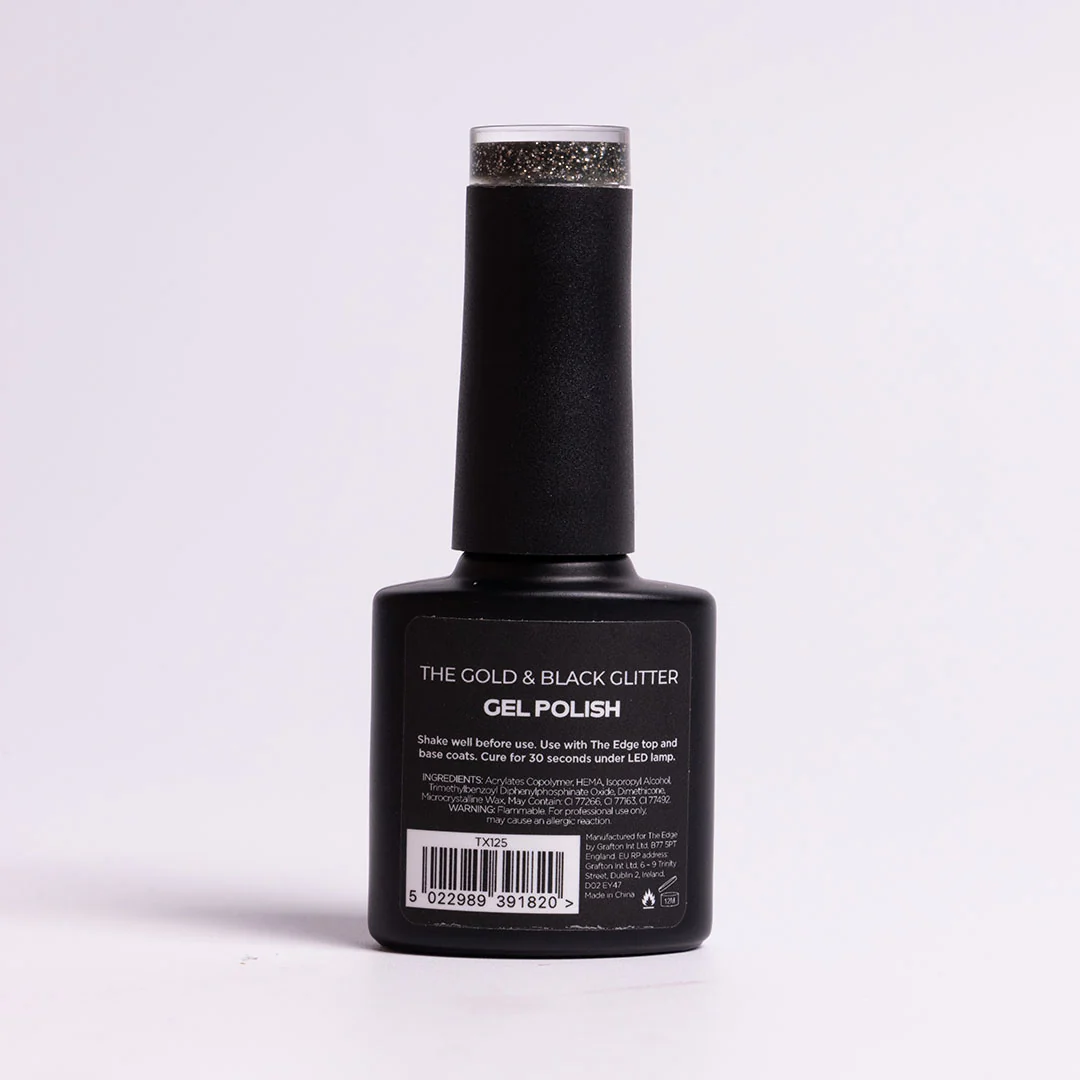 The Gold & Black Glitter Gel Polish - Image 7